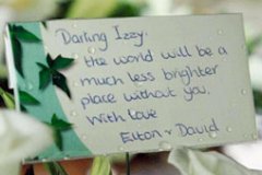 Flowers from Elton John at the funeral of Isabella Blow